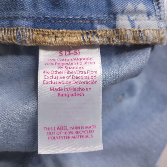 No Boundaries Bib Shortalls S Short Overalls Light Wash Daisies Cuffed Juniors - Picture 4 of 4